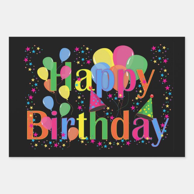 Hoja De Papel De Regalo Feliz cumpleaños, saludos festivos, (Anverso 3)