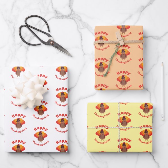 Hoja De Papel De Regalo Feliz Día de Acción de Gracias (Anverso)