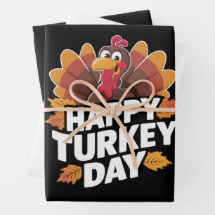 Hoja De Papel De Regalo Feliz Día de Acción de Gracias Día de Turquía rega