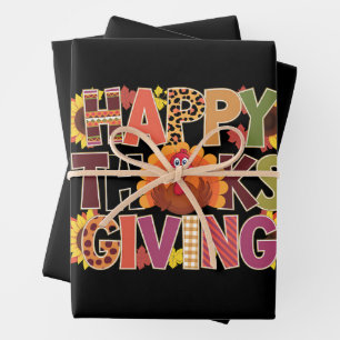 Hoja De Papel De Regalo Feliz Día de Acción de Gracias Turquía divertida t