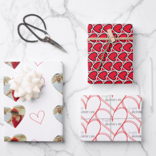 Hoja De Papel De Regalo Feliz Día de San Valentín, foto del corazón simple