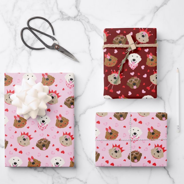 Hoja De Papel De Regalo Feliz Día de San Valentín Perros recuperadores de  (Anverso)