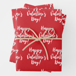 Hoja De Papel De Regalo Feliz Día de San Valentín tipografía roja moderna 