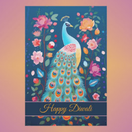 Hoja De Papel De Regalo Feliz Diwali Peacock y Flores