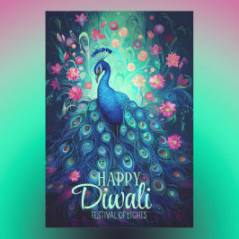 Hoja De Papel De Regalo Feliz Festival Diwali de Luces Peacock