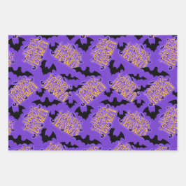 Hoja De Papel De Regalo Feliz Halloween Lettering Violet