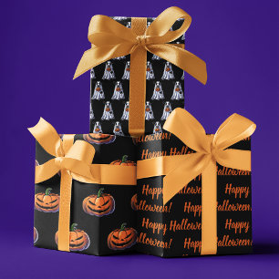 Hoja De Papel De Regalo Feliz mensaje de personalizado de Halloween fantas