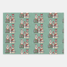 Hoja De Papel De Regalo Feliz Navidad Animal