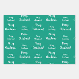 Hoja De Papel De Regalo Feliz Navidad Brillante Patrón Verde