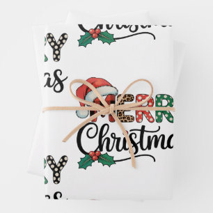 Hoja De Papel De Regalo Feliz Navidad Buffalo Plaid Santa Sombrero Amor Xm