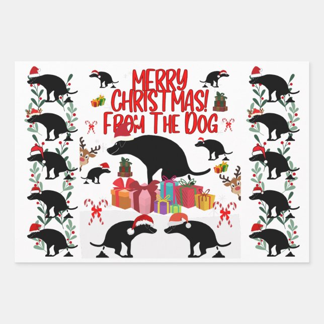 Hoja De Papel De Regalo Feliz Navidad del Perro (Anverso)