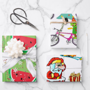 Hoja De Papel De Regalo Feliz Navidad Elf Watermelon Santa