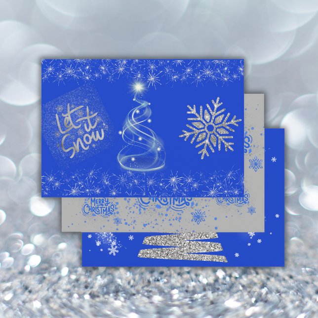 Hoja De Papel De Regalo Feliz Navidad en azul con plata | (Subido por el creador)
