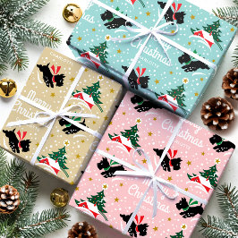 Hoja De Papel De Regalo Feliz Navidad Escocia Perro Nieve Nombre de divers