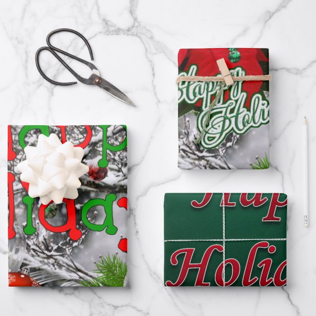 Hoja De Papel De Regalo Feliz Navidad Felices Fiestas (Anverso)