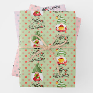 Hoja De Papel De Regalo Feliz Navidad Gnomes Y Puntos