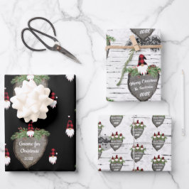 Hoja De Papel De Regalo Feliz Navidad Gorra Rojo Búfalo Jugar Gnomes Envue