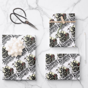 Hoja De Papel De Regalo Feliz Navidad Krampus Paseos en Trineo Krampus