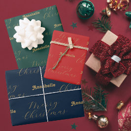 Hoja De Papel De Regalo Feliz Navidad Nombre Personalizado, Felices Fiesta