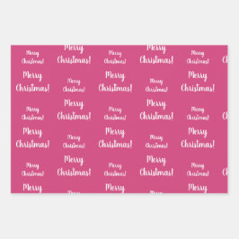 Hoja De Papel De Regalo Feliz Navidad, patrón rosa caliente