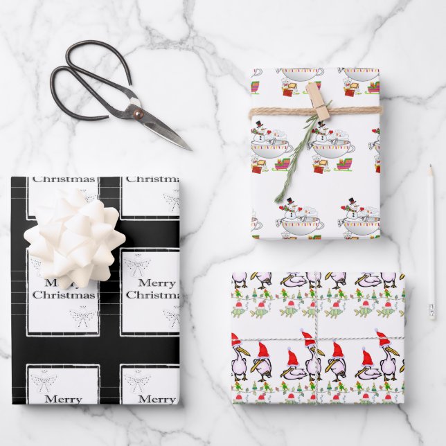 Hoja De Papel De Regalo Feliz Navidad Pelican Wrapping Papers (Anverso)