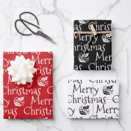 Hoja De Papel De Regalo Feliz Navidad pimletocolor blanco rojo lindo