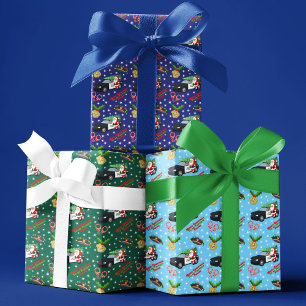 Hoja De Papel De Regalo Feliz Navidad Policía Oficial Santa Coche de la Po