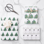 Hoja De Papel De Regalo Feliz Navidad Retro Fiesta navideño navideño<br><div class="desc">Feliz papel de envoltura navideño. Diseño acuático de Snowman. Ilustracion de árboles de Navidad. Ideal para la familia. Vintage Christmas.</div>