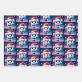 Hoja De Papel De Regalo Feliz Navidad Santa Candy