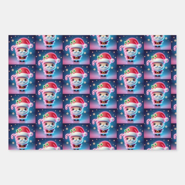 Hoja De Papel De Regalo Feliz Navidad Santa Candy (Anverso)