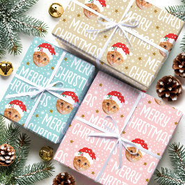 Hoja De Papel De Regalo Feliz Navidad Santa Photo Cute Face Set 3