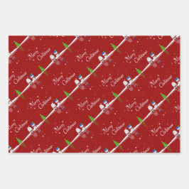 Hoja De Papel De Regalo Feliz Navidad Snowman y Santa