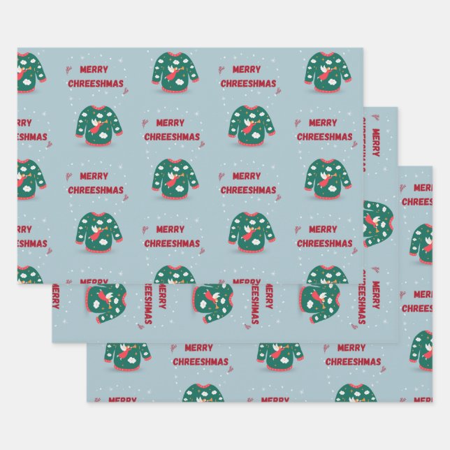 Hoja De Papel De Regalo Feliz Navidad Ugly Sweater Angel (Set)