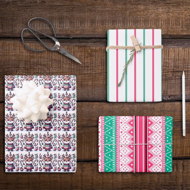 Hoja De Papel De Regalo Feliz Navidad y deliciosos dulces desearían renos (Subido por el creador)