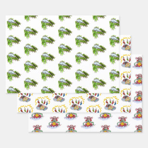 Hoja De Papel De Regalo Feliz Navidad y Feliz Año Nuevo