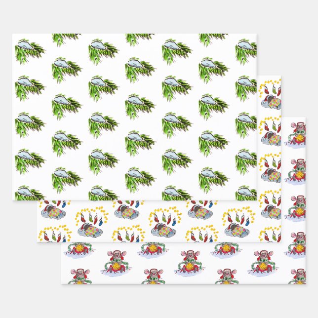 Hoja De Papel De Regalo Feliz Navidad y Feliz Año Nuevo (Set)