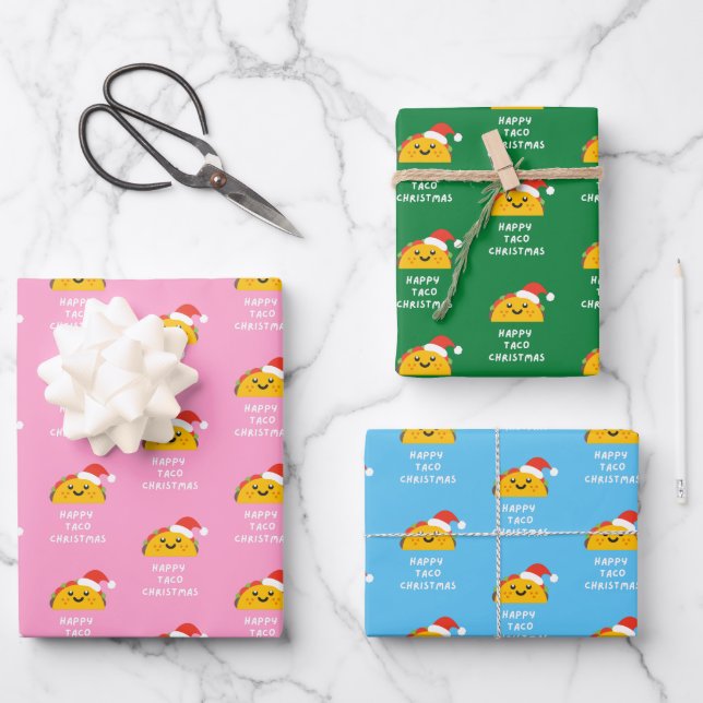 HOJA DE PAPEL DE REGALO FELIZ NAVIDADES TACO (Anverso)