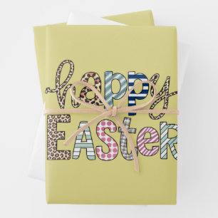 Hoja De Papel De Regalo Feliz Pascua Conejo Floral Lindo Primavera Leopard