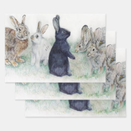 Hoja De Papel De Regalo Feliz Pascua hermosos conejos