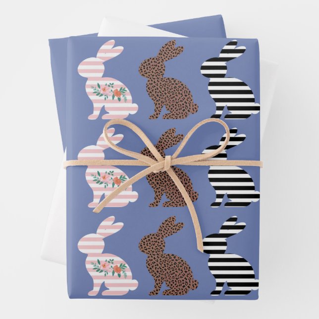 Hoja De Papel De Regalo Feliz Pascua Lindísimo Conejo Leopardo de Pascua  (In situ)