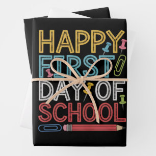 Hoja De Papel De Regalo Feliz Primer Día De Clases De Regreso A Clases 