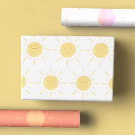 Hoja De Papel De Regalo Feliz sol amarillo, rosa y Naranja, dulce sol