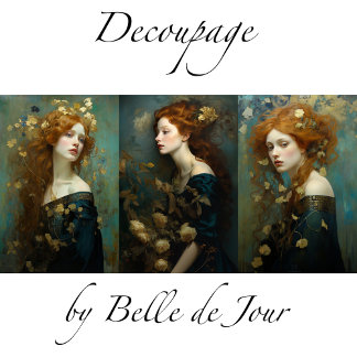 Hoja De Papel De Regalo Female portrait Art Nouveau gold accents Decoupage