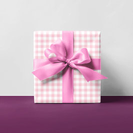 Hoja De Papel De Regalo Femenino Pastel Rosa Gingham Cuadro Multi
