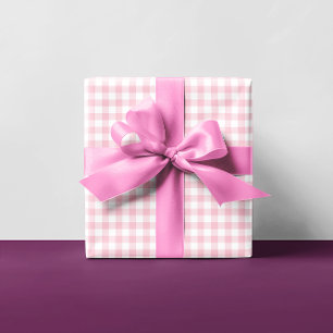 Hoja De Papel De Regalo Femenino Pastel Rosa Gingham Cuadro Multi