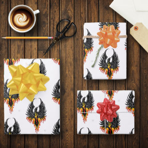 Hoja De Papel De Regalo Fénix Ardiente Resurgiendo Pájaro de Fuego Llamas