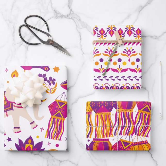 Hoja De Papel De Regalo Festival Diwali de Luces (Anverso)