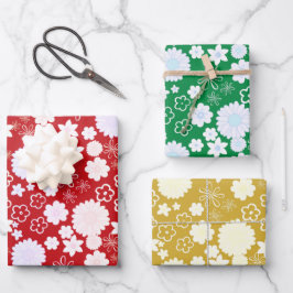 HOJA DE PAPEL DE REGALO FESTIVE CELEBRATORIO FLORAL BLOOMS PATRÓN VACACION