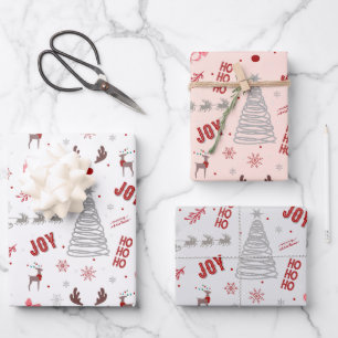 Hoja De Papel De Regalo Festive Joy Christmas – Santa, Reindeer & Ho Ho Ho