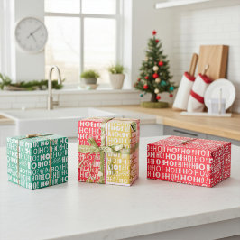 Hoja De Papel De Regalo Festividad brillante y colorida "HO! ¡Oh! ¡Oh! Nav